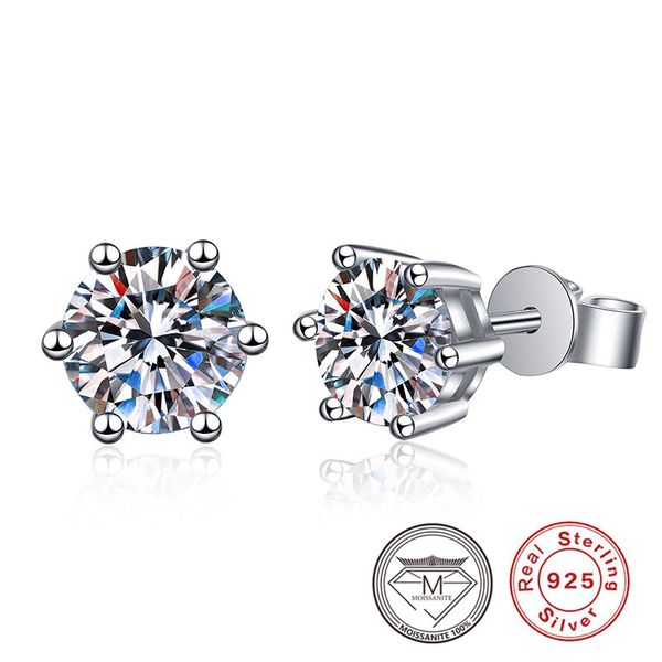 925 sterling silver moissanite earrrings classic 6 prong set ear studs for women wedding party, Golden;silver
925 sterling silver moissanite earrrings classic 6 prong set ear studs for women wedding party, Golden;silver