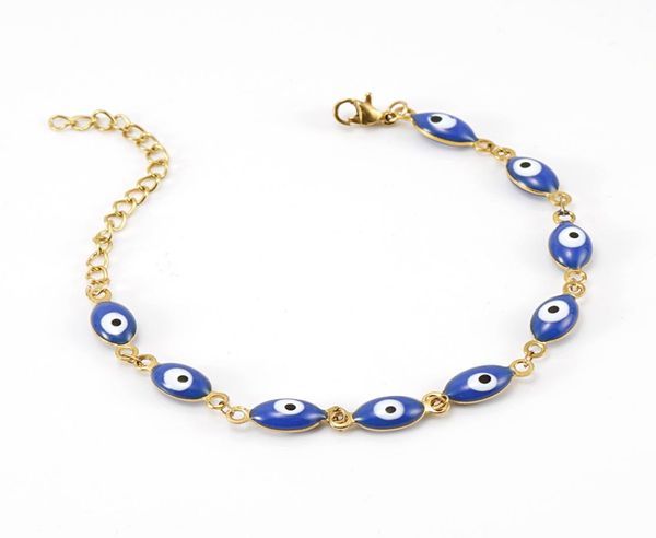western new trendy gold plated stainless steel chain colorful oval evil eye beads bracelet jewelry for women gift2715375, Black
western new trendy gold plated stainless steel chain colorful oval evil eye beads bracelet jewelry for women gift2715375, Black