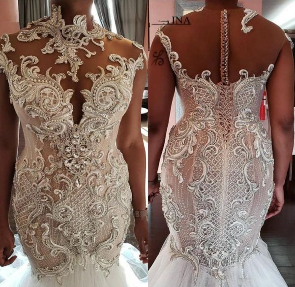 2020 exquisite heavy handwork mermaid wedding dresses beaded crystal high neck bridal gowns vestidos de novia plus size covered bu5943642, White
2020 exquisite heavy handwork mermaid wedding dresses beaded crystal high neck bridal gowns vestidos de novia plus size covered bu5943642, White