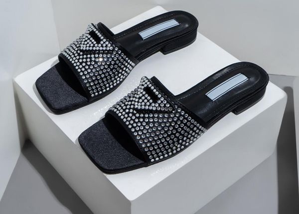2023crystal embellished satin sandals women slippers triangle logo slide slip on flat mule rhinestone diamond sliders low heels flats flip f, Black
2023crystal embellished satin sandals women slippers triangle logo slide slip on flat mule rhinestone diamond sliders low heels flats flip f, Black