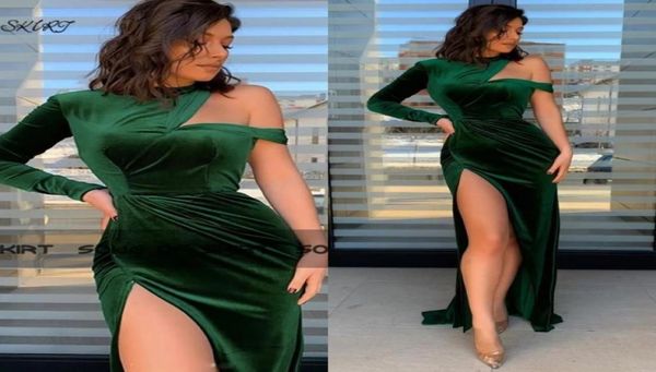 green velvet mermaid prom dresses 2022 high side split one shoulder long sleeve evening dress formal party gown gb08311589611, Black
green velvet mermaid prom dresses 2022 high side split one shoulder long sleeve evening dress formal party gown gb08311589611, Black