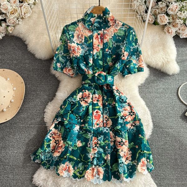 2023 summer retro court style short sleeve standing neck waist slim a-line hook flower hollow lace dress, Black;gray
2023 summer retro court style short sleeve standing neck waist slim a-line hook flower hollow lace dress, Black;gray