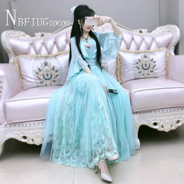 dresses 2020 summer chinese style han dynasty women dress green color embroidery flower female dresses, Black;gray
dresses 2020 summer chinese style han dynasty women dress green color embroidery flower female dresses, Black;gray