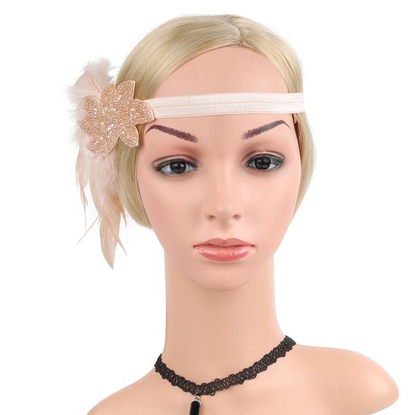 rose gold bead string, water diamond feather hair band, vintage banquet feather headband, festival ball headwear, party headwearxmz-0036-a, White
rose gold bead string, water diamond feather hair band, vintage banquet feather headband, festival ball headwear, party headwearxmz-0036-a, White