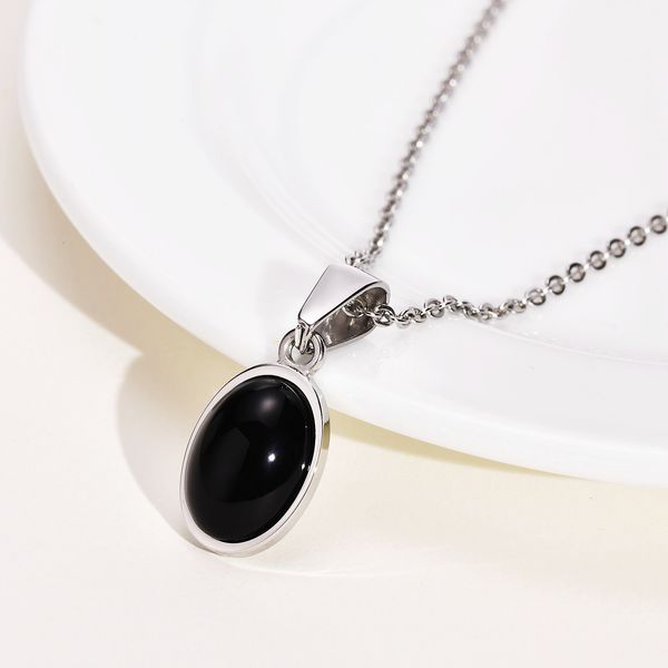 women's necklace personalized and trendy stainless steel oval black agate pendant necklace with thin chain jewelry party gift yw27pn-17, Silver
women's necklace personalized and trendy stainless steel oval black agate pendant necklace with thin chain jewelry party gift yw27pn-17, Silver