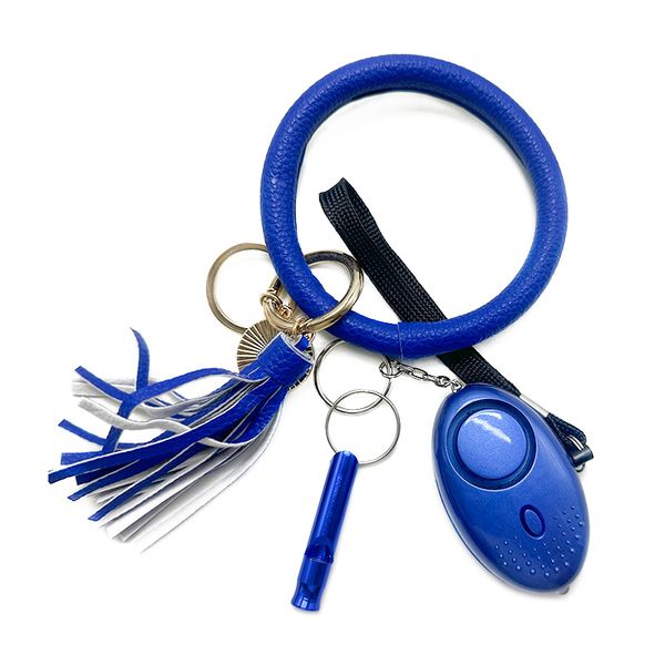 blue 8 color popular self-defense key chain 3-piece alarm leather wrist strap whistle female key chain, Silver
blue 8 color popular self-defense key chain 3-piece alarm leather wrist strap whistle female key chain, Silver