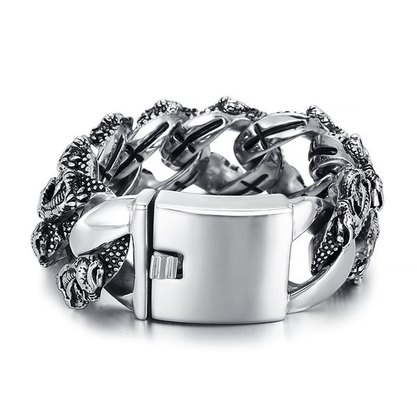 casting stainless steel bracelet biker skull link chain for mens jewelry vintage black silver large heavy gothic chunky bracelets, xmas fath
casting stainless steel bracelet biker skull link chain for mens jewelry vintage black silver large heavy gothic chunky bracelets, xmas fath