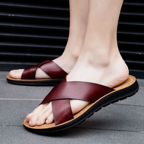 men's slippers designer new fashion summer outside wear large size beach shoes leisure man sandals, Black
men's slippers designer new fashion summer outside wear large size beach shoes leisure man sandals, Black
