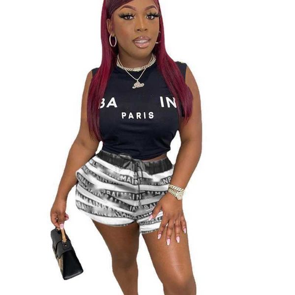 summer tracksuits for women designer sleeveless round neck printed letter high waist lace up shorts two piece outfits, Gray
summer tracksuits for women designer sleeveless round neck printed letter high waist lace up shorts two piece outfits, Gray