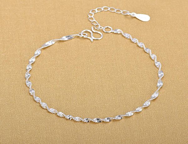 925 sterling silver fashion simple elegant ed link chain bracelets jewelry for woman wave anklet gifts3687642, Black
925 sterling silver fashion simple elegant ed link chain bracelets jewelry for woman wave anklet gifts3687642, Black