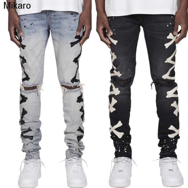 mikaro men's jeans bone pattern patchwork jean hombre motorcycle pants fall streetwear ripped jean noir homme zipper pant for men, Blue
mikaro men's jeans bone pattern patchwork jean hombre motorcycle pants fall streetwear ripped jean noir homme zipper pant for men, Blue