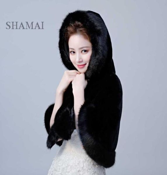 wraps jackets shamai black winter faux fur bridal jacket warm boleros luxurious wedding bride cape wrap with hat6289281, White
wraps jackets shamai black winter faux fur bridal jacket warm boleros luxurious wedding bride cape wrap with hat6289281, White