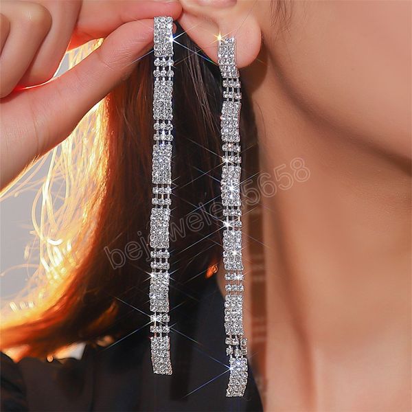 summer metal rhinestone geometric length dangle earrings bridal wedding banquet creative jewelry women's elegant accessories, Silver
summer metal rhinestone geometric length dangle earrings bridal wedding banquet creative jewelry women's elegant accessories, Silver