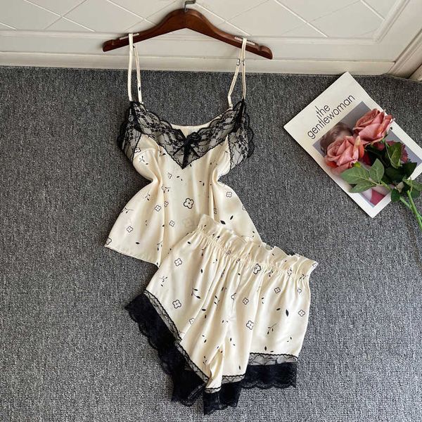 pyjamas daeyard women silk lingerie set summer sleeveless lace sling and shorts 2pcs pajamas set casual sleepwear home suit j230601, Red;black
pyjamas daeyard women silk lingerie set summer sleeveless lace sling and shorts 2pcs pajamas set casual sleepwear home suit j230601, Red;black