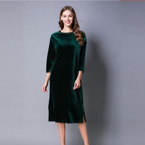 dresses women three quarter sleeve veet dress festa elegant event party robe spring velour dress vestidos, Black;gray
dresses women three quarter sleeve veet dress festa elegant event party robe spring velour dress vestidos, Black;gray