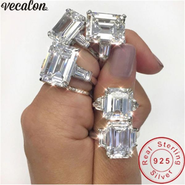 vecalon 100% real 925 sterling silver promise ring emeald asscher cut sona 5a cz engagement wedding band rings for women bridal, Slivery;golden
vecalon 100% real 925 sterling silver promise ring emeald asscher cut sona 5a cz engagement wedding band rings for women bridal, Slivery;golden