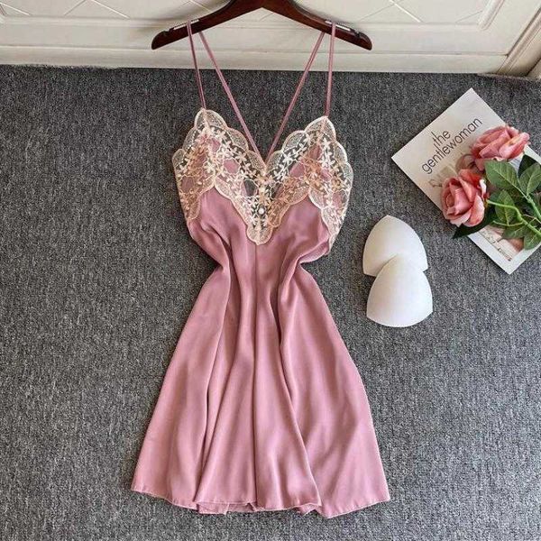 pyjamas suspender nightgown v-neck lady short satin sleep dress backless home dressing gown casual sleepwear lace nightdress j230601, Red;black
pyjamas suspender nightgown v-neck lady short satin sleep dress backless home dressing gown casual sleepwear lace nightdress j230601, Red;black