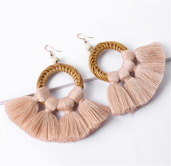 rural style ethnic style tassel earrings, fashionable long style earrings, handmade rattan woven women's jewelry, Golden
rural style ethnic style tassel earrings, fashionable long style earrings, handmade rattan woven women's jewelry, Golden