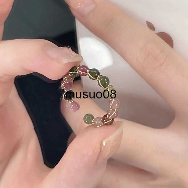 band rings natural stone rainbow tourmaline ring fashion retro handmade metal wire winding beaded open adjustable ring female charm jewelry, Silver
band rings natural stone rainbow tourmaline ring fashion retro handmade metal wire winding beaded open adjustable ring female charm jewelry, Silver