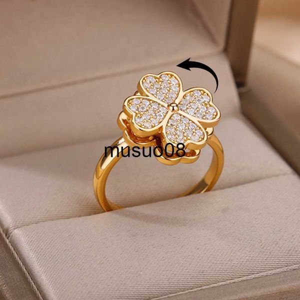 band rings spinner zircon heart four leaf clover rings for women stainless steel anti stress anxiety fidget ring jewelry christmas gift j230, Silver
band rings spinner zircon heart four leaf clover rings for women stainless steel anti stress anxiety fidget ring jewelry christmas gift j230, Silver