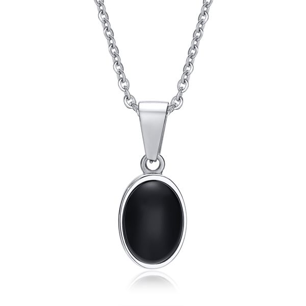 women's necklace personalized and trendy stainless steel oval black agate pendant necklace with thin chain jewelry party gift yw26pn-17, Silver
women's necklace personalized and trendy stainless steel oval black agate pendant necklace with thin chain jewelry party gift yw26pn-17, Silver