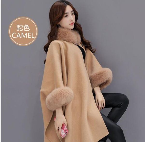 fur 1pcs/lot korean style winter women cloak big fur collar plus size wool blend coat long winter coat, Black
fur 1pcs/lot korean style winter women cloak big fur collar plus size wool blend coat long winter coat, Black