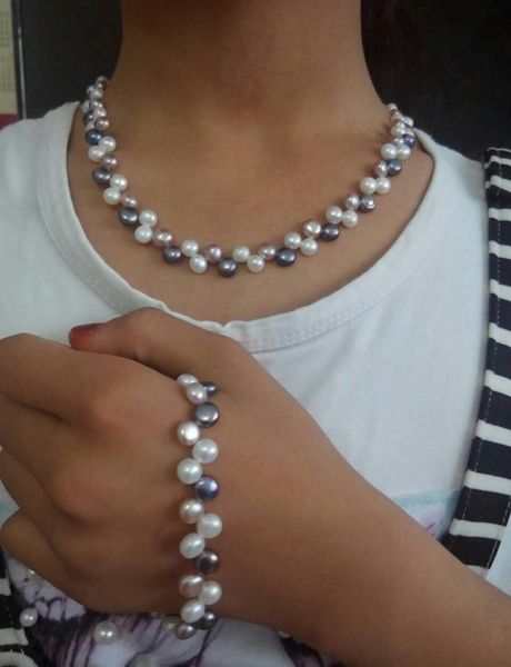 genuine fine set south sea charming white pink gray pearl necklace bracelet2382703, Silver
genuine fine set south sea charming white pink gray pearl necklace bracelet2382703, Silver