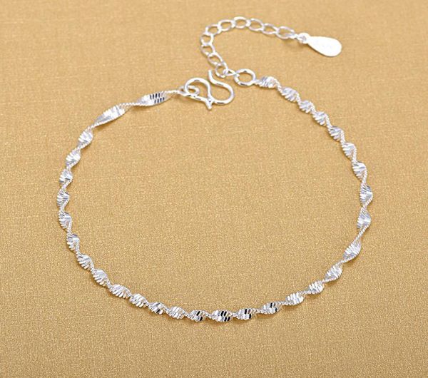 925 sterling silver fashion simple elegant ed link chain bracelets jewelry for woman wave anklet gifts2545052, Black
925 sterling silver fashion simple elegant ed link chain bracelets jewelry for woman wave anklet gifts2545052, Black
