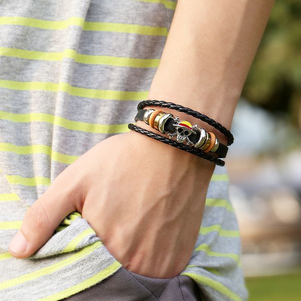 punk woven cowhide bracelet with simple multi-layer ghost clasp bracelet, Golden;silver
punk woven cowhide bracelet with simple multi-layer ghost clasp bracelet, Golden;silver
