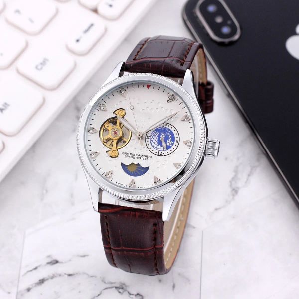 2023 mens tourbillon moon phase automatic mechanical wristwatches men watches stainless steel gift casual leather wholesale 2813 watch #4, Slivery;brown
2023 mens tourbillon moon phase automatic mechanical wristwatches men watches stainless steel gift casual leather wholesale 2813 watch #4, Slivery;brown