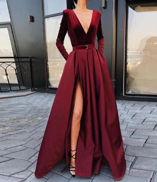 evening dress long sleeves deep vneck vestido de festa satin with velour gowns robe soiree abiye gece elbisesi8155107, Black;red
evening dress long sleeves deep vneck vestido de festa satin with velour gowns robe soiree abiye gece elbisesi8155107, Black;red