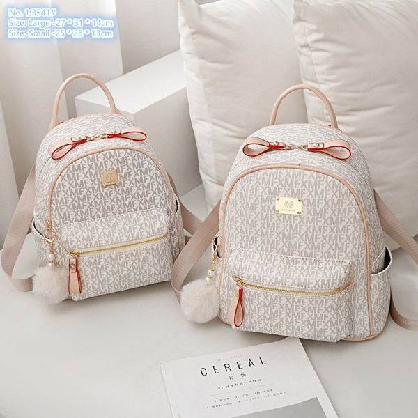Fashionable woman travel shoulder bag thick letter printed leather travel leisure backpack cute fur ball pendant fashion handbag contrast color women backpacks, Image colors
Fashionable woman travel shoulder bag thick letter printed leather travel leisure backpack cute fur ball pendant fashion handbag contrast color women backpacks, Image colors