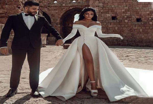 graceful mermaid wedding dresses off the shoulder neck bridal gowns with detachable train side split satin vestido de novia9815702, White
graceful mermaid wedding dresses off the shoulder neck bridal gowns with detachable train side split satin vestido de novia9815702, White
