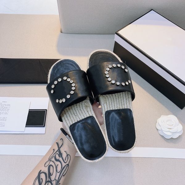 womens leather sandals brands espadrille big crystal pearls interlocking c buckle slides lady girls platform straw sole thick bottom mule de, Black
womens leather sandals brands espadrille big crystal pearls interlocking c buckle slides lady girls platform straw sole thick bottom mule de, Black