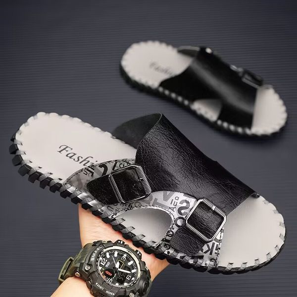 leather slippers men's summer premium fashion youth outdoor anti-slip deodorant personality leisure shopping sandals size 39-47, Black
leather slippers men's summer premium fashion youth outdoor anti-slip deodorant personality leisure shopping sandals size 39-47, Black