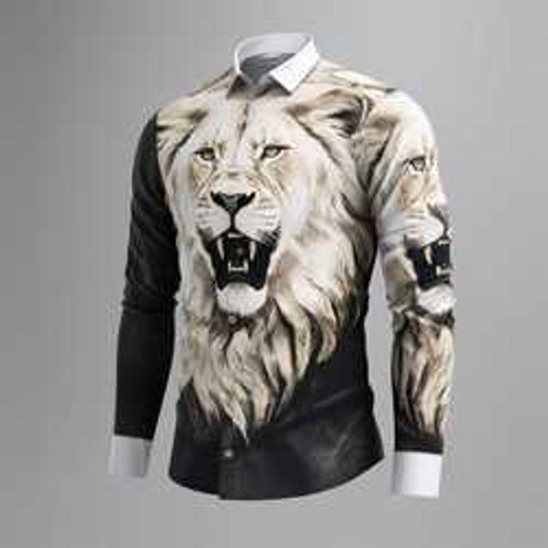 custom lion printed men's shirts new fashion long sleeve shirt plus size single button turn down spring men clothing wh, White;black
custom lion printed men's shirts new fashion long sleeve shirt plus size single button turn down spring men clothing wh, White;black