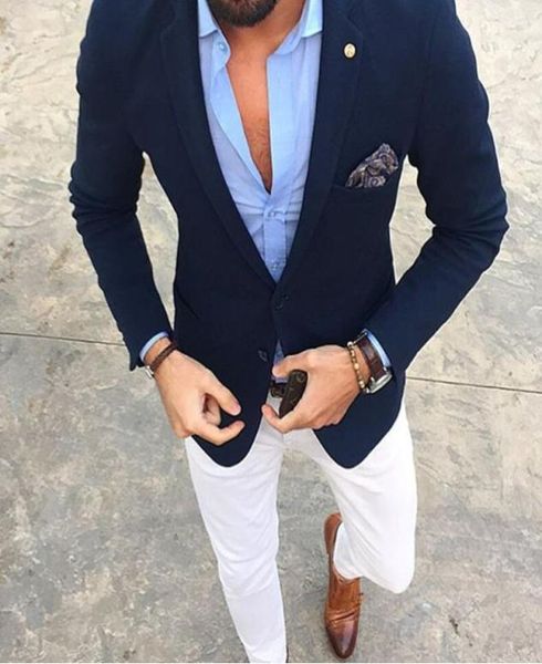casual men suit groom tuxedos single breasted navy jacket with white pants slim fit wedding guest wear prom party formal suit cust9830576, Black;gray
casual men suit groom tuxedos single breasted navy jacket with white pants slim fit wedding guest wear prom party formal suit cust9830576, Black;gray
