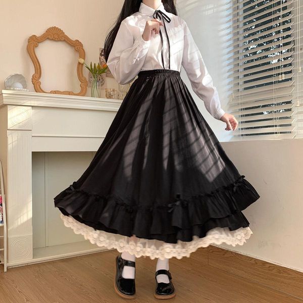 dresses women's skirt vintage french elegant ruffled double layer half skirt lolita long skirts women fashion 2023 aline pleated skirt, Black;gray
dresses women's skirt vintage french elegant ruffled double layer half skirt lolita long skirts women fashion 2023 aline pleated skirt, Black;gray