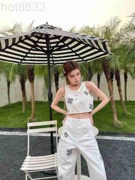 women's two piece pants designer elegant 23 summer new macaron embroidery letter denim tank high waist straight tube wide leg 13pm, White
women's two piece pants designer elegant 23 summer new macaron embroidery letter denim tank high waist straight tube wide leg 13pm, White