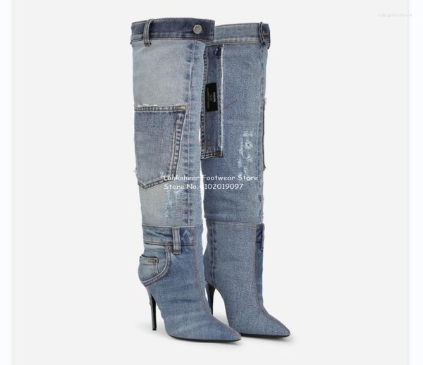 boots women patchwork denim knee high pointed toe stiletto comfort fashion autumn winter plus size 3443 arrival 20236723966, Black
boots women patchwork denim knee high pointed toe stiletto comfort fashion autumn winter plus size 3443 arrival 20236723966, Black