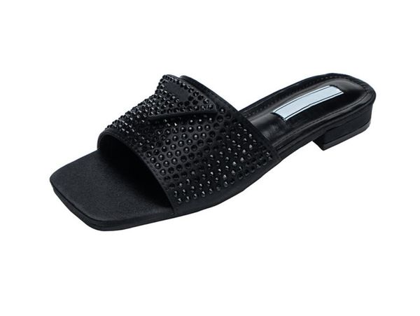 crystal embellished satin sandals women slippers triangle logo slide slip on flat mule rhinestone diamond sliders low heels flats flip flops, Black
crystal embellished satin sandals women slippers triangle logo slide slip on flat mule rhinestone diamond sliders low heels flats flip flops, Black