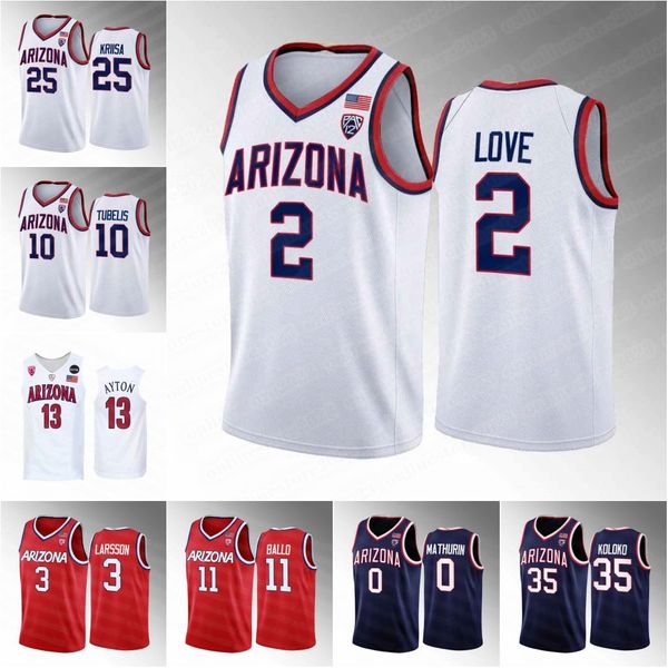 caleb love college arizona wildcats basketball jersey josh green cate reese pelle larsson t.j. mcconnell zeke nnaji steve kerr oumar ballo j, Black