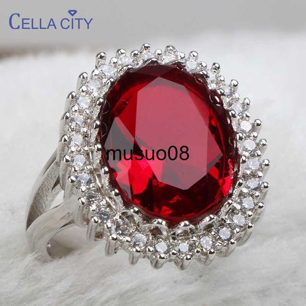 band rings cellacity silver 925 jewelry geometry ruby ring for women large oval gemstones accessory trendy anniversary gifts size6 7 8 9 10
