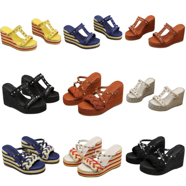 slippers rivet designer shoes hemp rope knit platform shoes cross bandsandals party shoes women luxury high heels leather sole outdoor shoes, Black
slippers rivet designer shoes hemp rope knit platform shoes cross bandsandals party shoes women luxury high heels leather sole outdoor shoes, Black