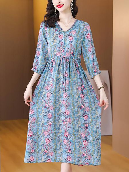 dresses 2023 fashion floral silk vneck midi dress summer elegant casual beach dress women korean vintage chic loose waist dress, Black;gray
dresses 2023 fashion floral silk vneck midi dress summer elegant casual beach dress women korean vintage chic loose waist dress, Black;gray