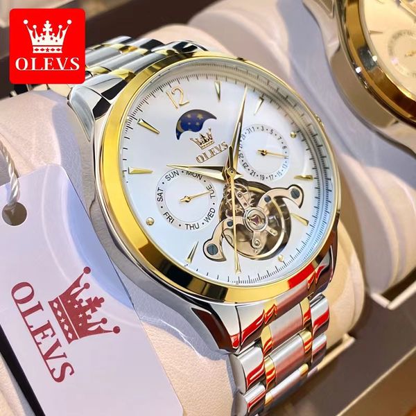 olevs men's watch fully automatic mechanical multifunctional large dial 41mm men's watch watch, Slivery;brown
olevs men's watch fully automatic mechanical multifunctional large dial 41mm men's watch watch, Slivery;brown