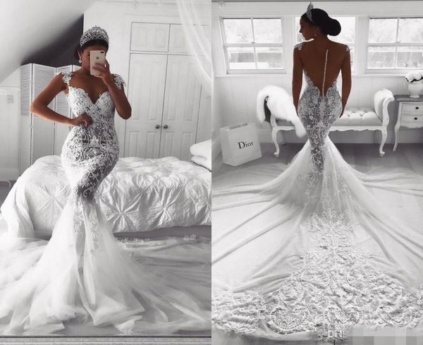elegant mermaid wedding dresses illusion covered buttons back lace applique chapel train custom made wedding gown vestido de novia5789666, White
elegant mermaid wedding dresses illusion covered buttons back lace applique chapel train custom made wedding gown vestido de novia5789666, White