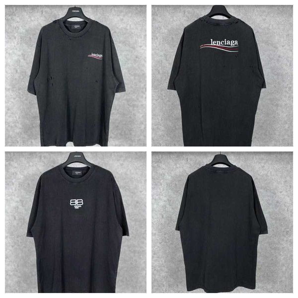 correct version paris 2023 new b classic embroidery made old wash hole short sleeve t-shirt, White;black
correct version paris 2023 new b classic embroidery made old wash hole short sleeve t-shirt, White;black