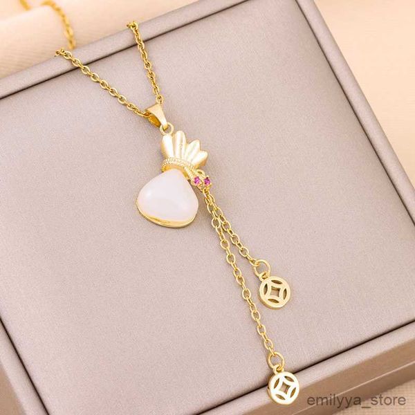 pendant necklaces new versatile tassels purse pendant stainless steel necklaces for women style light luxury female chain jewelry, Silver
pendant necklaces new versatile tassels purse pendant stainless steel necklaces for women style light luxury female chain jewelry, Silver