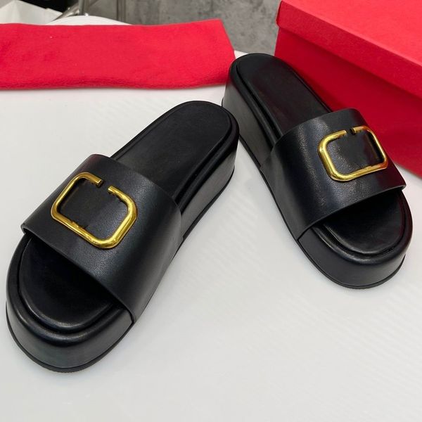 designer thick sole beach slippers fashion high heel slippers leather letters women's cartoon slide shoes metal women's sandals si, Black
designer thick sole beach slippers fashion high heel slippers leather letters women's cartoon slide shoes metal women's sandals si, Black